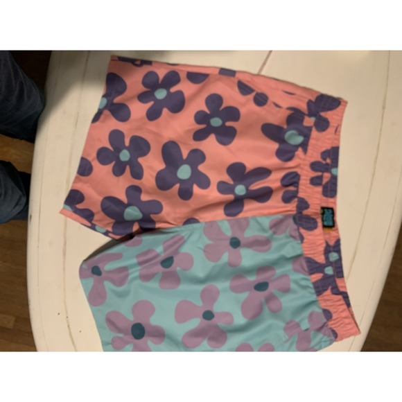A. Lab‎ Bum Split Pink And Blue Board Shorts Mens Sz L - Picture 1 of 7